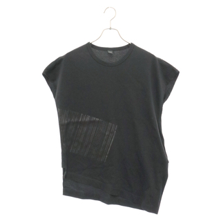 ワイズ(Y's)のY's ワイズ グラフィックプリント アシンメトリー ノースリーブ Tシャツ レディース ブラック YI-T09-672(Tシャツ(半袖/袖なし))
