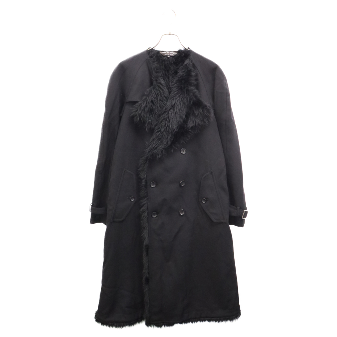 COMME des GARCONS HOMME PLUS(コムデギャルソンオムプリュス)のCOMME des GARCONS HOMME PLUS コムデギャルソンオムプリュス 23AW ノーカラー ダブルブレスト フェイクファー コート ブラックPL-C005 メンズのジャケット/アウター(フライトジャケット)の商品写真