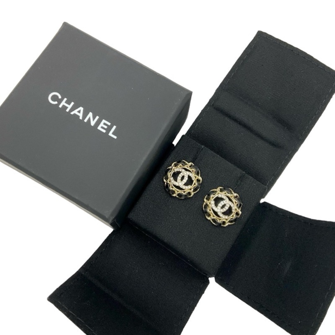 CHANEL(シャネル)のシャネル CHANEL ピアス イヤリング ゴールド ブラック ココマーク ラインストーン レディースのアクセサリー(ピアス)の商品写真