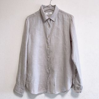 ユニクロ(UNIQLO)のUNIQLO ユニクロ プレミアムリネンシャツ長袖  ライトグレー  M(シャツ/ブラウス(長袖/七分))