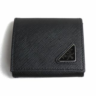 プラダ(PRADA)のPRADA プラダ サフィアーノ トライアングル コインケース ブラック 2MM935 QHH F0002 メンズ【中古】【美品】(コインケース/小銭入れ)