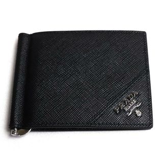 PRADA - PRADA プラダ サフィアーノ メタル 二つ折り財布 マネークリップ折り財布 ブラック 2MN077 QME F0002 メンズ【中古】【美品】