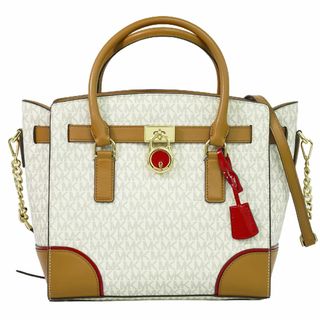 マイケルコース(Michael Kors)の本物 マイケルコース MICHAEL KORS MK シグネチャー 2WAY ショルダーバッグ ハンドバッグ ポシェット PVC ベージュ バッグ 中古(ショルダーバッグ)