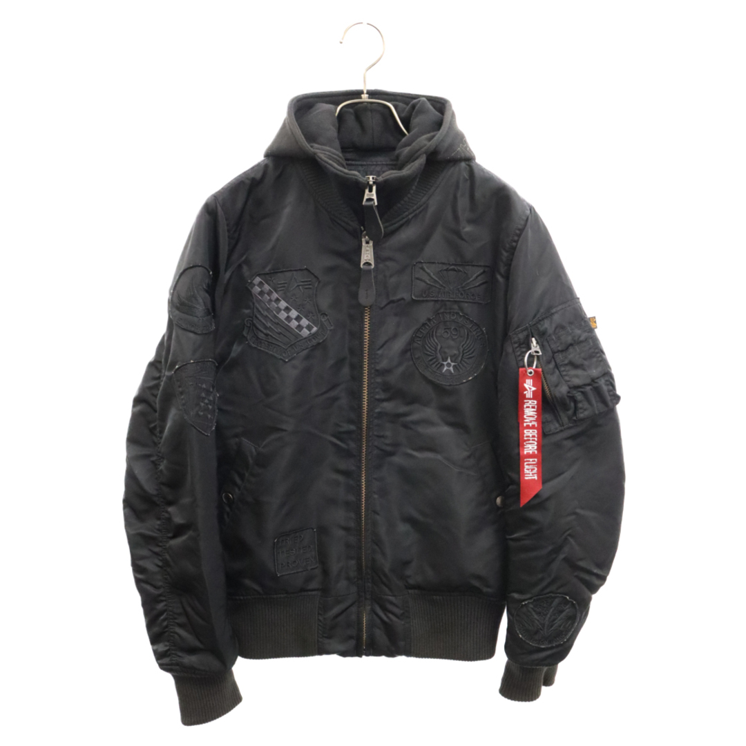 ALPHA INDUSTRIES(アルファインダストリーズ)のALPHA INDUSTRIES アルファ インダストリーズ MA-1 TIGHT D-TEC UNICOLOR PATCH フライト ボンバージャケット ブラック メンズのジャケット/アウター(フライトジャケット)の商品写真