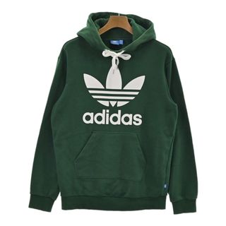 アディダス(adidas)のadidas アディダス パーカー M 緑x白 【古着】【中古】(パーカー)