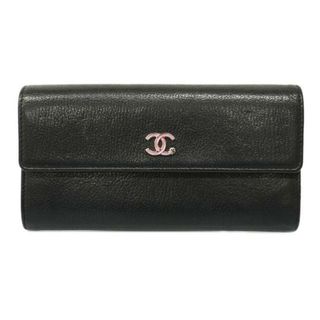 シャネル(CHANEL)の【4ha0312】シャネル 長財布/クローバー/レザー/ブラック/シルバー金具 【中古】 レディース(財布)