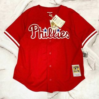 ミッチェルアンドネス(MITCHELL & NESS)のミッチェル&ネス　MBL フィラデルフィアフィリーズ　ゲームシャツ　赤　XL(ウェア)