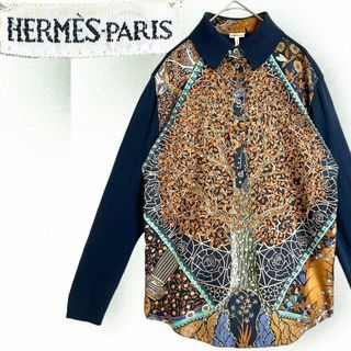 エルメス(Hermes)の☆マルジェラ期☆HERMES ドッキング ブラウス 長袖 シルク ウール S(シャツ/ブラウス(長袖/七分))