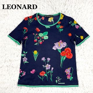 レオナール(LEONARD)のレオナール カットソー 半袖 伸縮性 花柄 ボタニカル 苺 いちご Mサイズ(カットソー(半袖/袖なし))