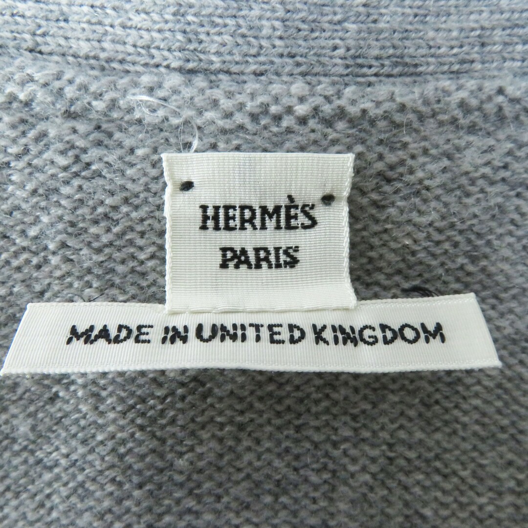 Hermes(エルメス)の美品◎HERMES エルメス カシミヤ100％ セリエボタン付き Vネック ロング ニットカーディガン グレー 38 英国製 レディース レディースのトップス(カーディガン)の商品写真