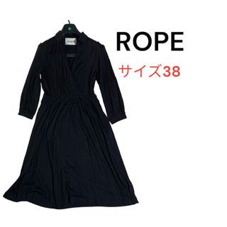 ロペ(ROPE’)の【ROPE】ロペ　フレアワンピース　ひざ丈　薄手　ブラック　サイズ38 (ひざ丈ワンピース)