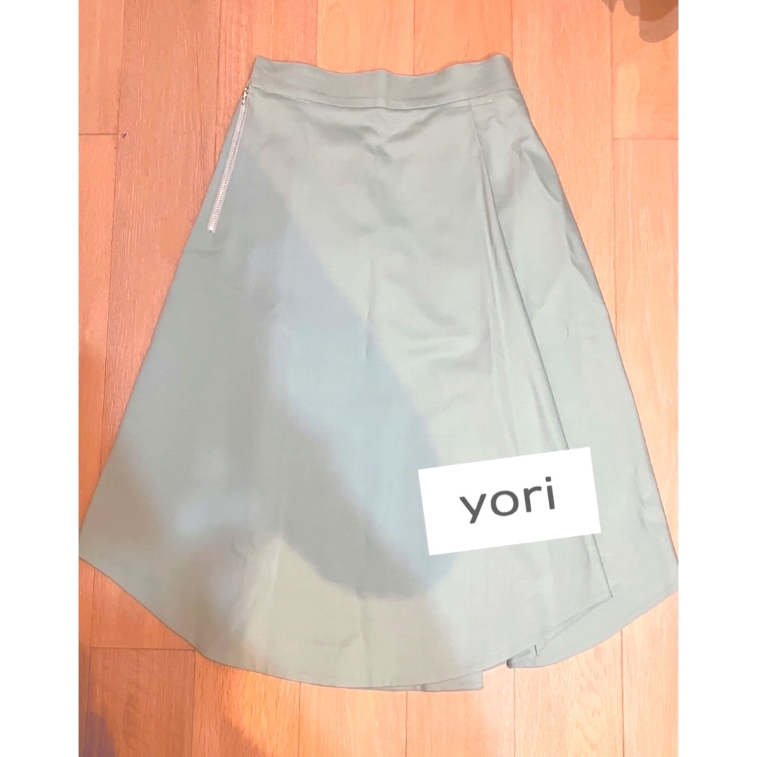 Drawer(ドゥロワー)の美品　yori ヨリ　フレア　ランダム　スカート　ミント　スカート　ミディ レディースのスカート(ロングスカート)の商品写真