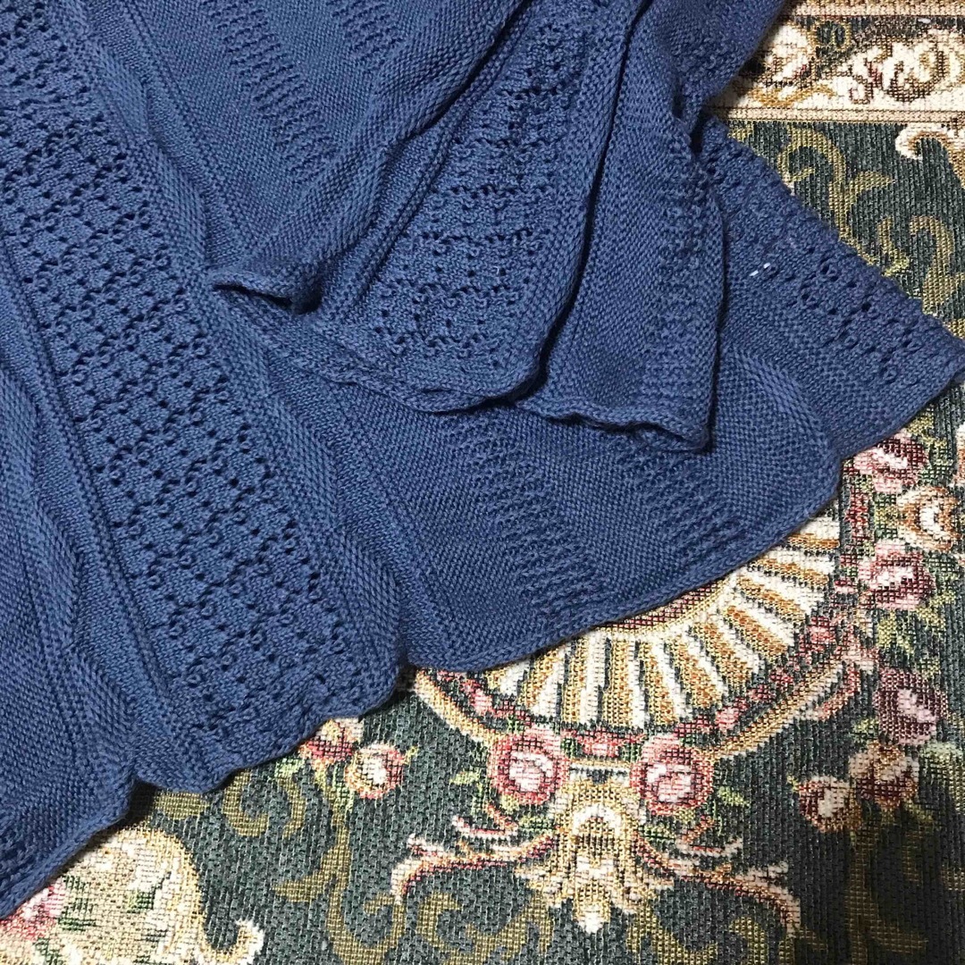 Kastane(カスタネ)のkastane 透かし編みニット　ブルー　かぎ編み レディースのトップス(ニット/セーター)の商品写真