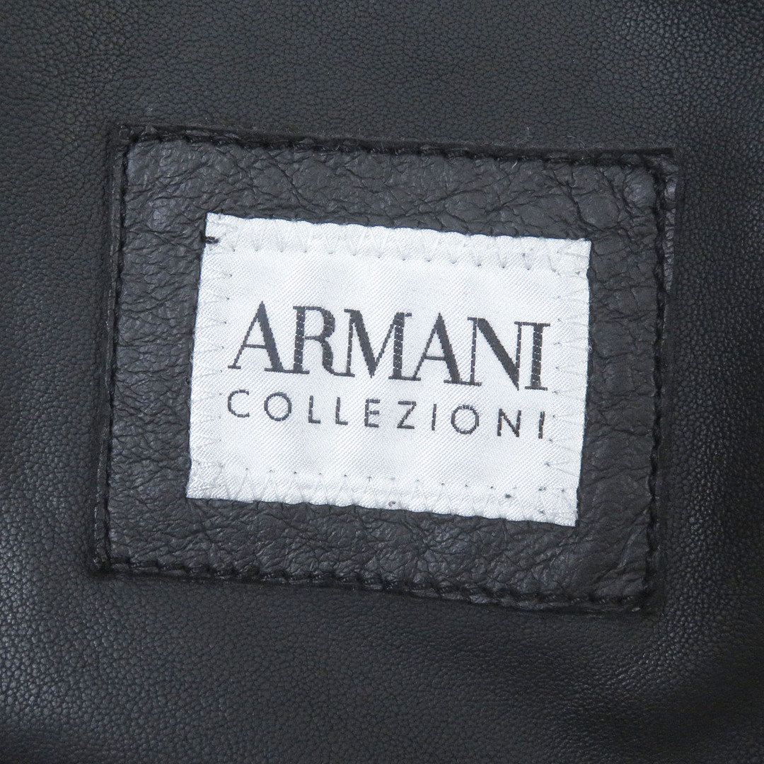 ARMANI COLLEZIONI(アルマーニ コレツィオーニ)の美品□ARMANI COLLEZIONI アルマーニコレッツォーニ ラムレザー スタンドカラー WZIP シングル ライダースジャケット ムートンジャケット ブラック 46 正規品 メンズ メンズのジャケット/アウター(ライダースジャケット)の商品写真