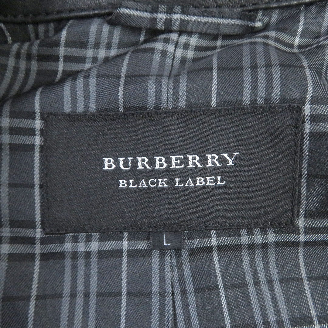 BURBERRY BLACK LABEL(バーバリーブラックレーベル)の極美品□BURBERRY BLACK LABEL バーバリーブラックレーベル ラムレザー 裏チェック柄 WZIP シングル ライダースジャケット ブラック L 正規品 メンズ メンズのジャケット/アウター(ライダースジャケット)の商品写真