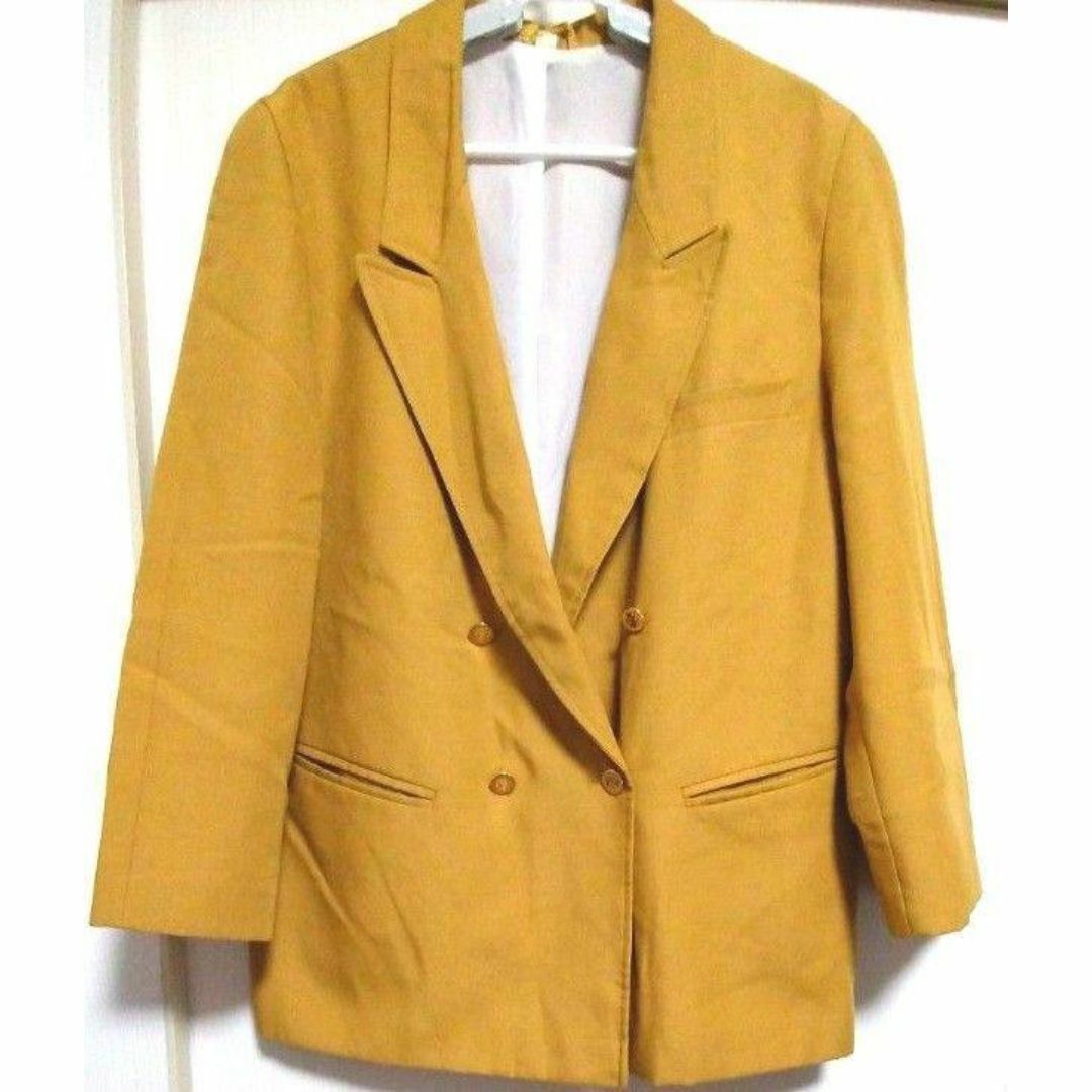 古着　テーラードジャケット　大きいサイズ　ゆったり マスタード　2XL レディースのジャケット/アウター(テーラードジャケット)の商品写真