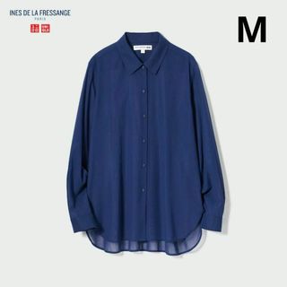 ユニクロ(UNIQLO)のイネス　コットンシアーシャツ（長袖）ブルー　ユニクロ　INES(シャツ/ブラウス(長袖/七分))