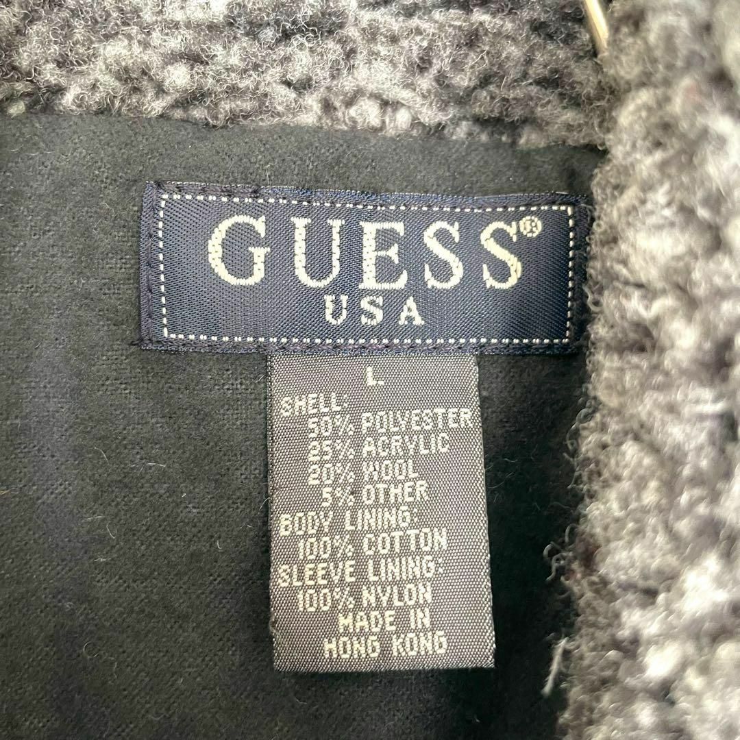 GUESS(ゲス)の良品 GUESS USA ボアジャケット ブラウン チェック柄 ヴィンテージ L メンズのジャケット/アウター(テーラードジャケット)の商品写真