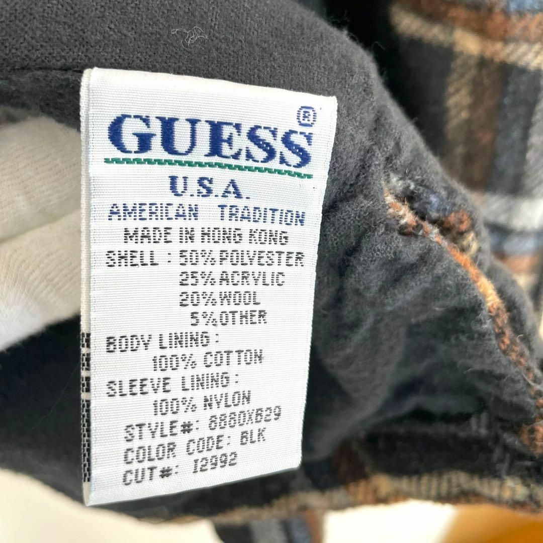 GUESS(ゲス)の良品 GUESS USA ボアジャケット ブラウン チェック柄 ヴィンテージ L メンズのジャケット/アウター(テーラードジャケット)の商品写真