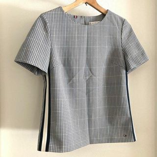 トミーヒルフィガー(TOMMY HILFIGER)の美品　トミーヒルフィガー　カットソー　半袖　チェック　M(Tシャツ/カットソー(半袖/袖なし))