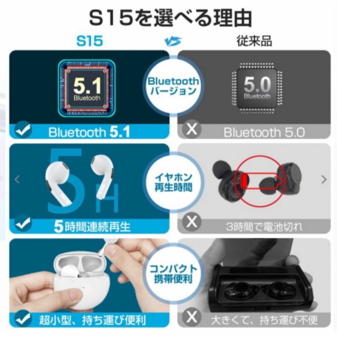 【ピンク】2024年最新モデル AirPro6 箱なし　Bluetooth スマホ/家電/カメラのオーディオ機器(ヘッドフォン/イヤフォン)の商品写真