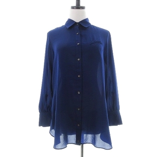 コムサデモード(COMME CA DU MODE)のコムサデモード シャツ ステンカラー 長袖 シアー 薄手 11 青 トップス(シャツ/ブラウス(長袖/七分))