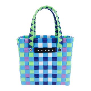 マルニ(Marni)のマルニ バッグ マイクロバスケット コリダリスブルー ミニバッグ 編み込み 軽量(トートバッグ)