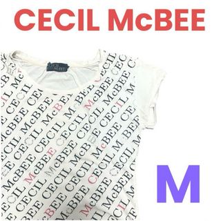 セシルマクビー(CECIL McBEE)のセシルマクビー❤Tシャツ　レディース　半袖シャツ　Mサイズ　ロゴ総柄　即購入可能(Tシャツ(半袖/袖なし))