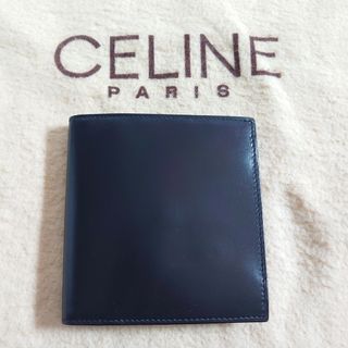 セリーヌ(celine)の美品 CELINE 二つ折り財布 カーフレザー(財布)