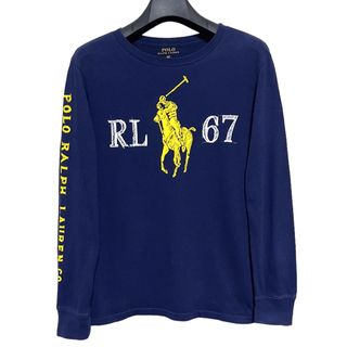 ポロラルフローレン(POLO RALPH LAUREN)の匿名発送　美品　ポロラルフローレン　プリントロゴロングT ネイビー　サイズM(Tシャツ(長袖/七分))