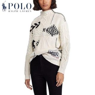 ポロラルフローレン(POLO RALPH LAUREN)の定価59,400 美品 ポロラルフローレン パッチワーク モックネック セーター(ニット/セーター)