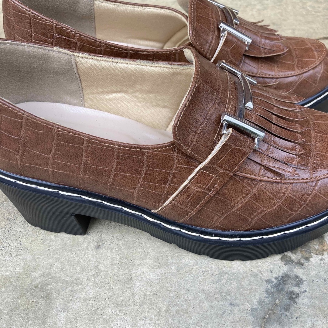 ハイヒール　ローファー　ヒール　靴　茶色 レディースの靴/シューズ(ローファー/革靴)の商品写真