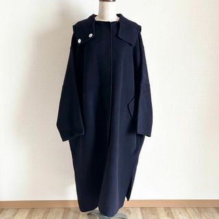 ルシェルブルー(LE CIEL BLEU)の名品✨ルシェルブルー　Hooded Over COAT  ネイビー(ロングコート)