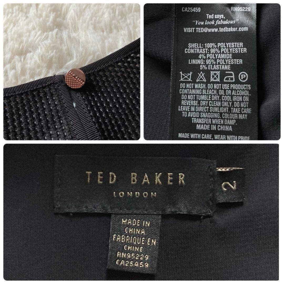 TED BAKER(テッドベイカー)のTED BAKER　タイトドレス 　ワンピース　花柄　メッシュ切替　膝下丈　美品 レディースのワンピース(ひざ丈ワンピース)の商品写真