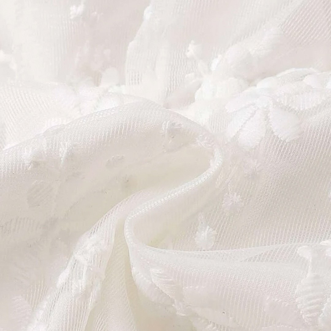 ベビー ワンピース 新生児 ホワイト ドレス チュール 刺繍 セレモニー キッズ/ベビー/マタニティのベビー服(~85cm)(セレモニードレス/スーツ)の商品写真