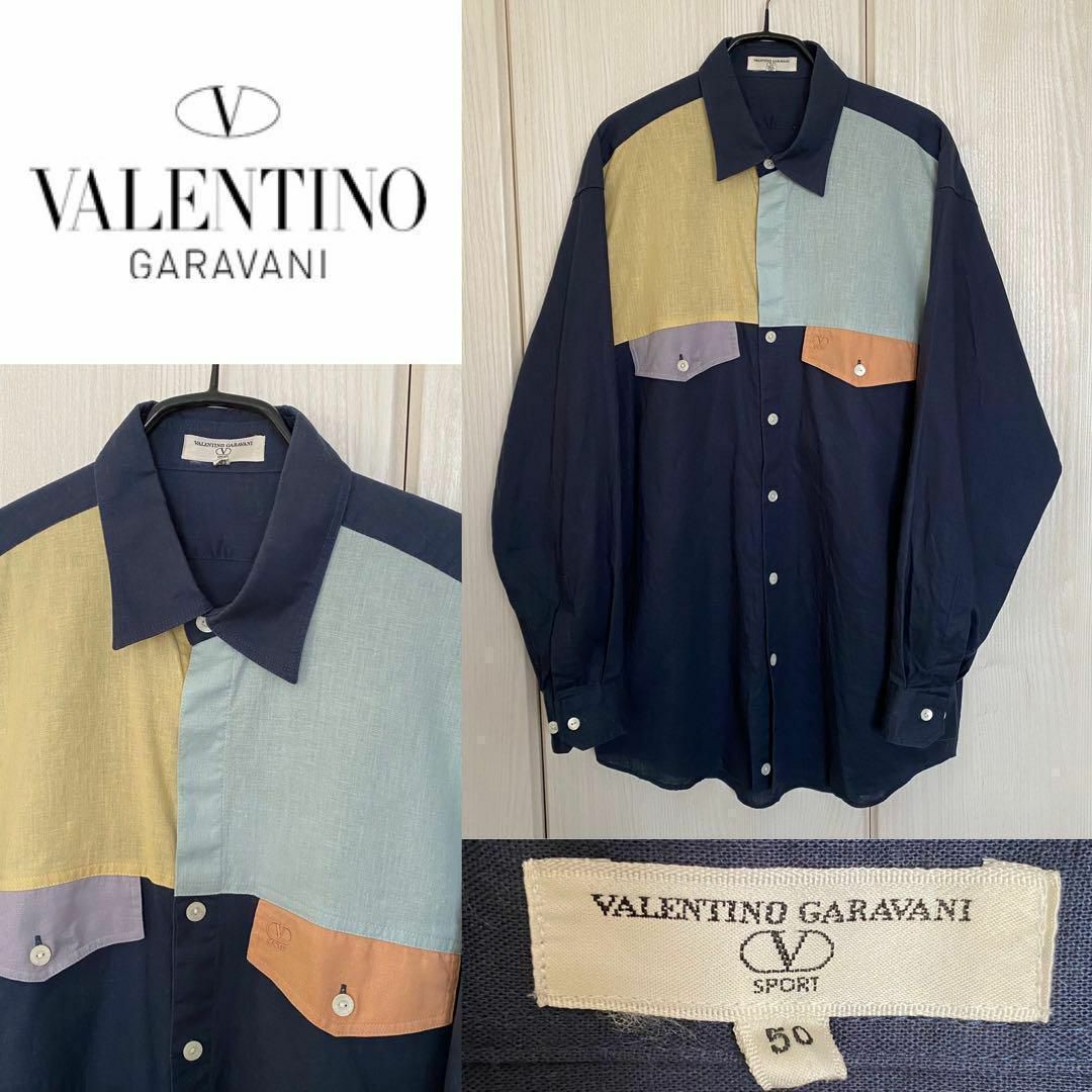 valentino garavani(ヴァレンティノガラヴァーニ)の【激レア】ヴァレンティノ ガラヴァーニ リネンコットンシャツ メンズのトップス(Tシャツ/カットソー(七分/長袖))の商品写真