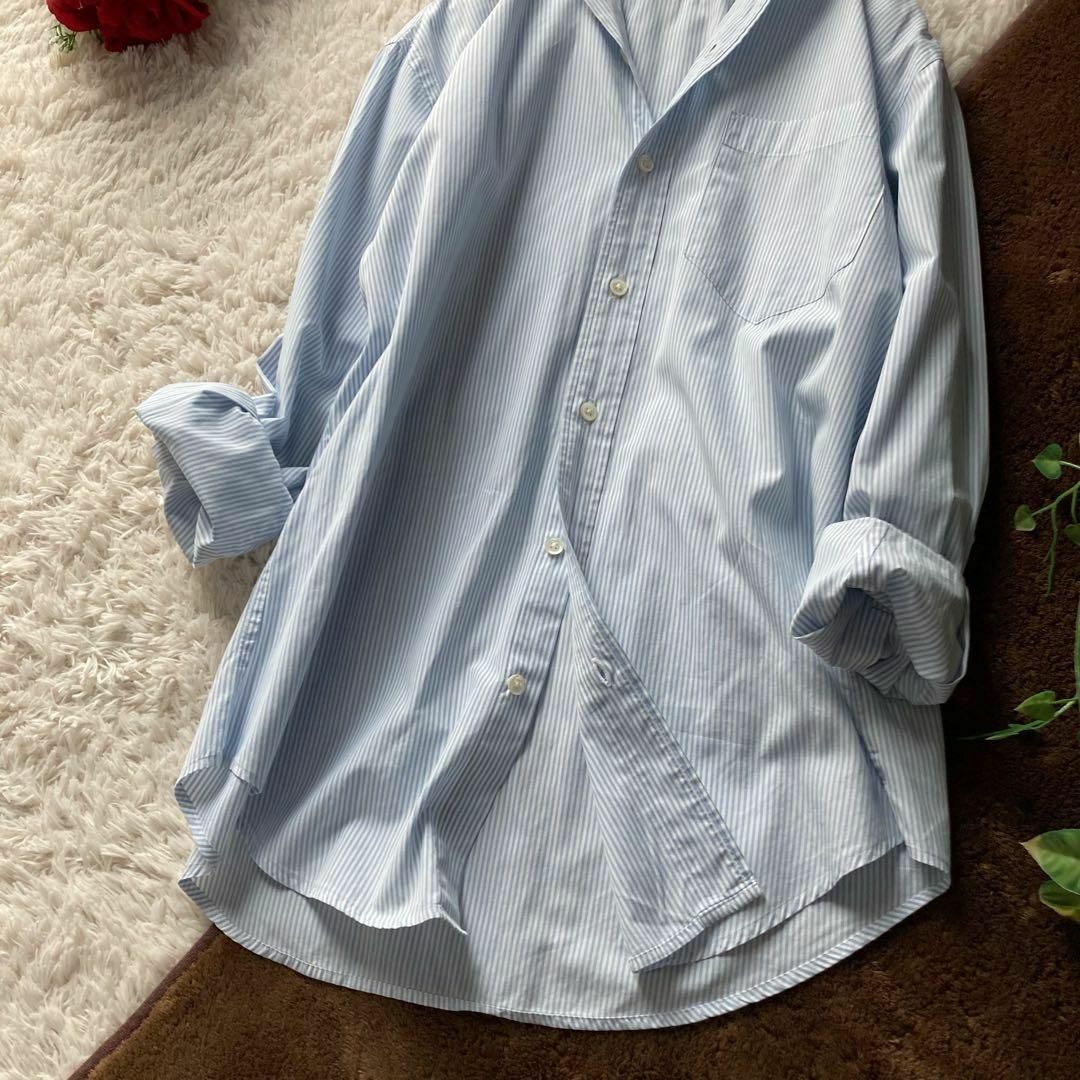 Ralph Lauren(ラルフローレン)のラルフローレン　ストライプシャツ　オーバーサイズ　長袖　綿100%　ロゴ刺繍 レディースのトップス(シャツ/ブラウス(長袖/七分))の商品写真