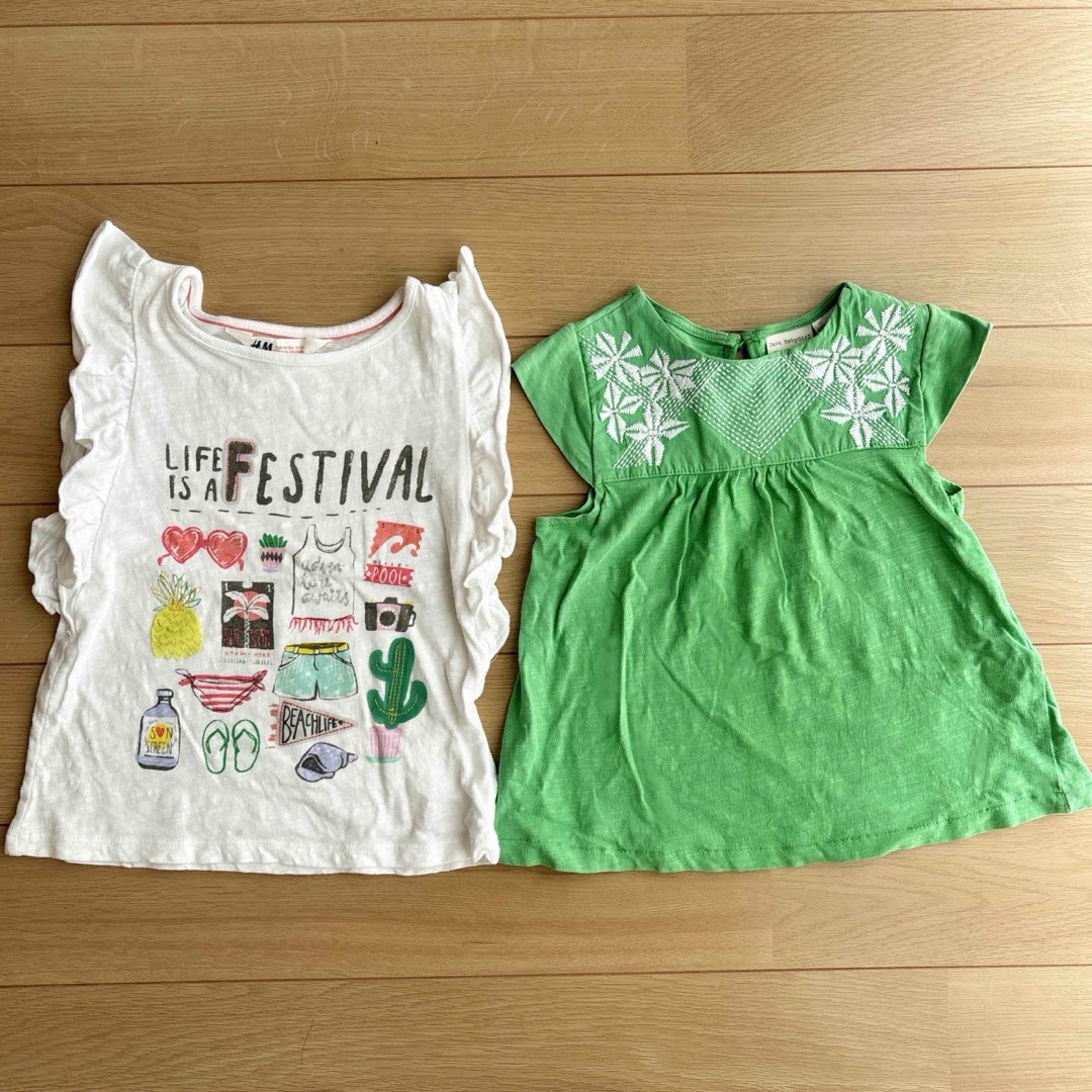 ZARA KIDS(ザラキッズ)の2枚セット　Zarababy チュニック　Tシャツ　トップス　刺繍 キッズ/ベビー/マタニティのキッズ服女の子用(90cm~)(Tシャツ/カットソー)の商品写真