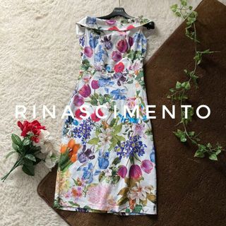 リナシメント(RINASCIMENTO)のリナシメント　オフショルダーフ花柄ワンピース　イタリア製　コットン　XS(ひざ丈ワンピース)