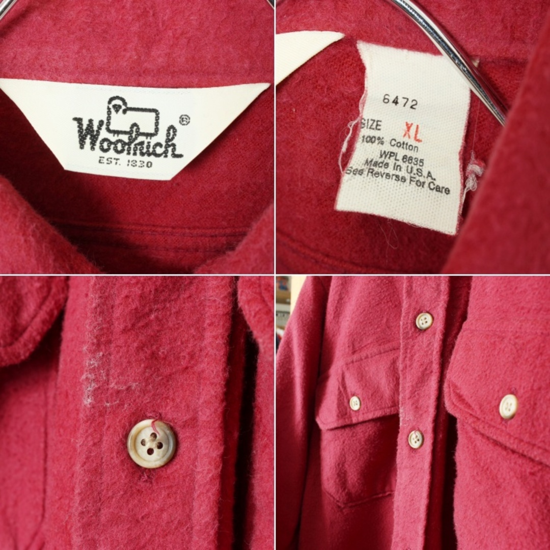 WOOLRICH(ウールリッチ)の70s80s USA Woolrichシャモアクロスシャツ レッドXL ss39 メンズのトップス(シャツ)の商品写真