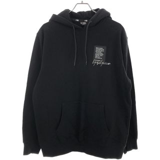 ヨウジヤマモト(Yohji Yamamoto)のYohji Yamamoto×New Era  ヨウジヤマモト ニューエラ 22AW YY LABEL LOGO HOODIE ロゴ刺繍プルオーバースウェットパーカー ブラック L HE-T94-088(パーカー)