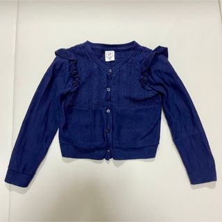 ベビーギャップ(babyGAP)の【babyGAP】肩フリル透かし編みカーディガン ネイビー 80 90 長袖(カーディガン/ボレロ)