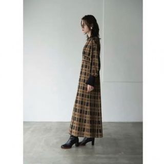 クラネ(CLANE)の【試着のみ】CLANE CHECK PIPING ONE PIECE(ロングワンピース/マキシワンピース)