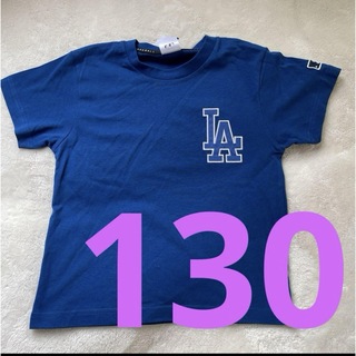 メジャーリーグベースボール(MLB)の130cm MLB ドジャース 大谷翔平 半袖 シャツ Tシャツ　青　刺繍キッズ(Tシャツ/カットソー)