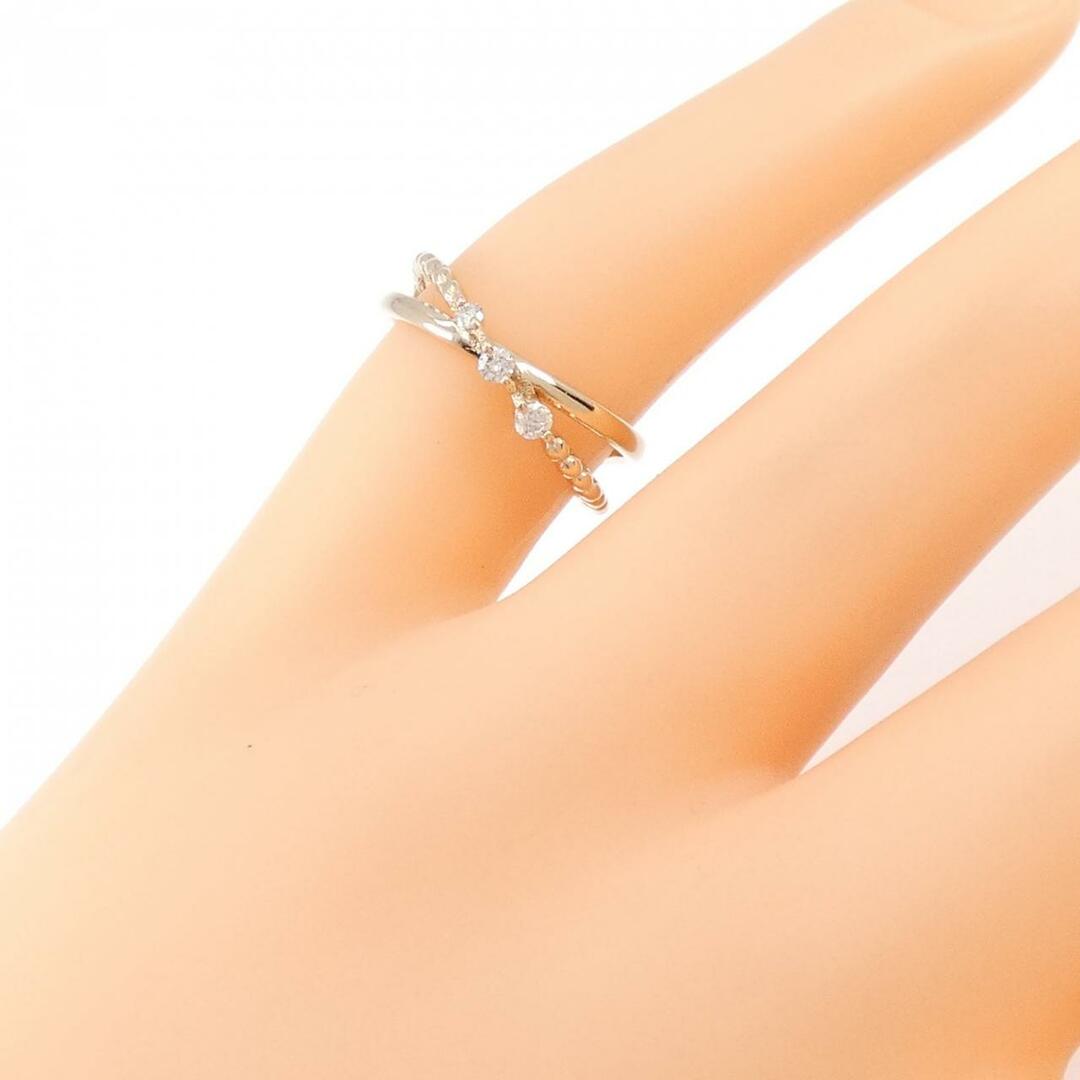 K18PG スリーストーン ダイヤモンド ピンキー リング 0.06CT レディースのアクセサリー(リング(指輪))の商品写真