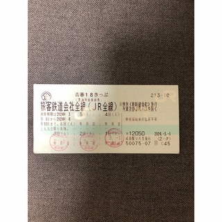 ジェイアール(JR)の青春18きっぷ　切符　残り2回　返却不要(鉄道乗車券)