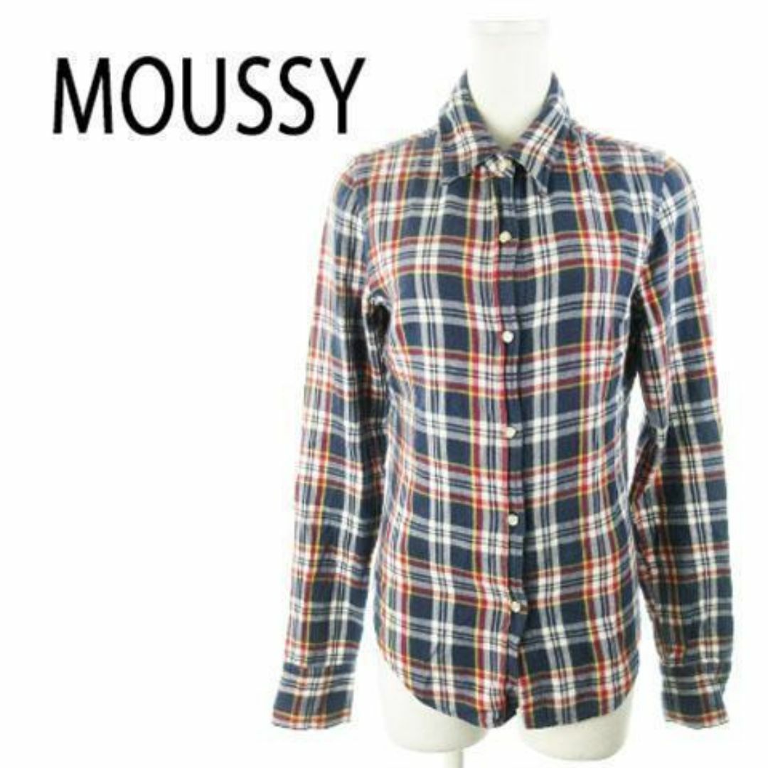 moussy(マウジー)のマウジー シャツ 長袖 カジュアル チェック 紺 ネイビー 220422AH4A レディースのトップス(シャツ/ブラウス(長袖/七分))の商品写真