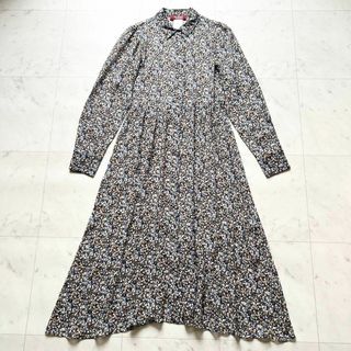 マックスマーラ(Max Mara)のMaxMara STUDIO ピュアシルク フレアシャツワンピース 総柄 40(ロングワンピース/マキシワンピース)