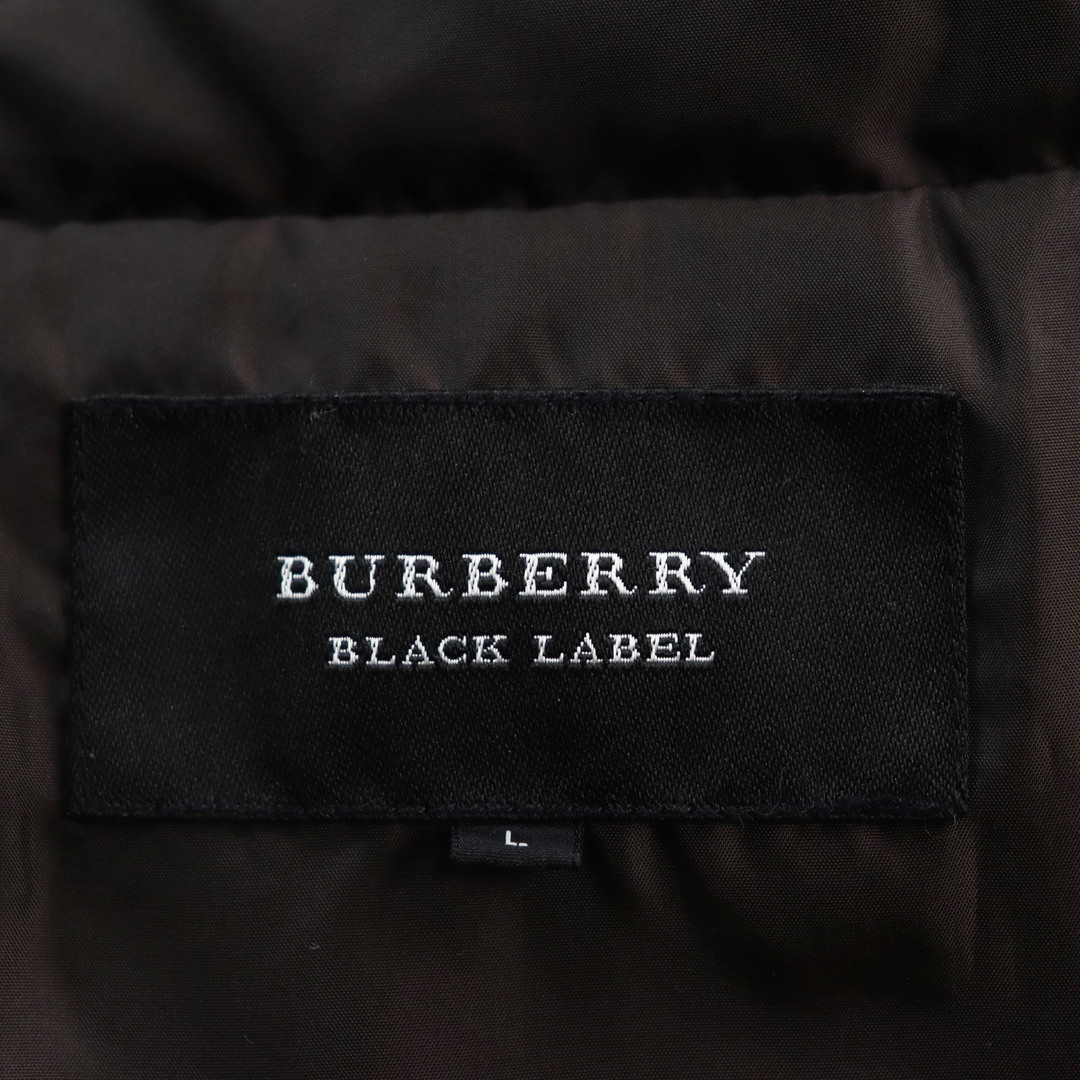 BURBERRY BLACK LABEL(バーバリーブラックレーベル)の美品●BURBERRY BLACK LABEL バーバリーブラックレーベル シルバーフォックスファー付き 裏地チェック柄 ロゴ刺繍入り フーデッド ダウンコート ダークブラウン L 正規品 メンズ メンズのジャケット/アウター(ダウンジャケット)の商品写真