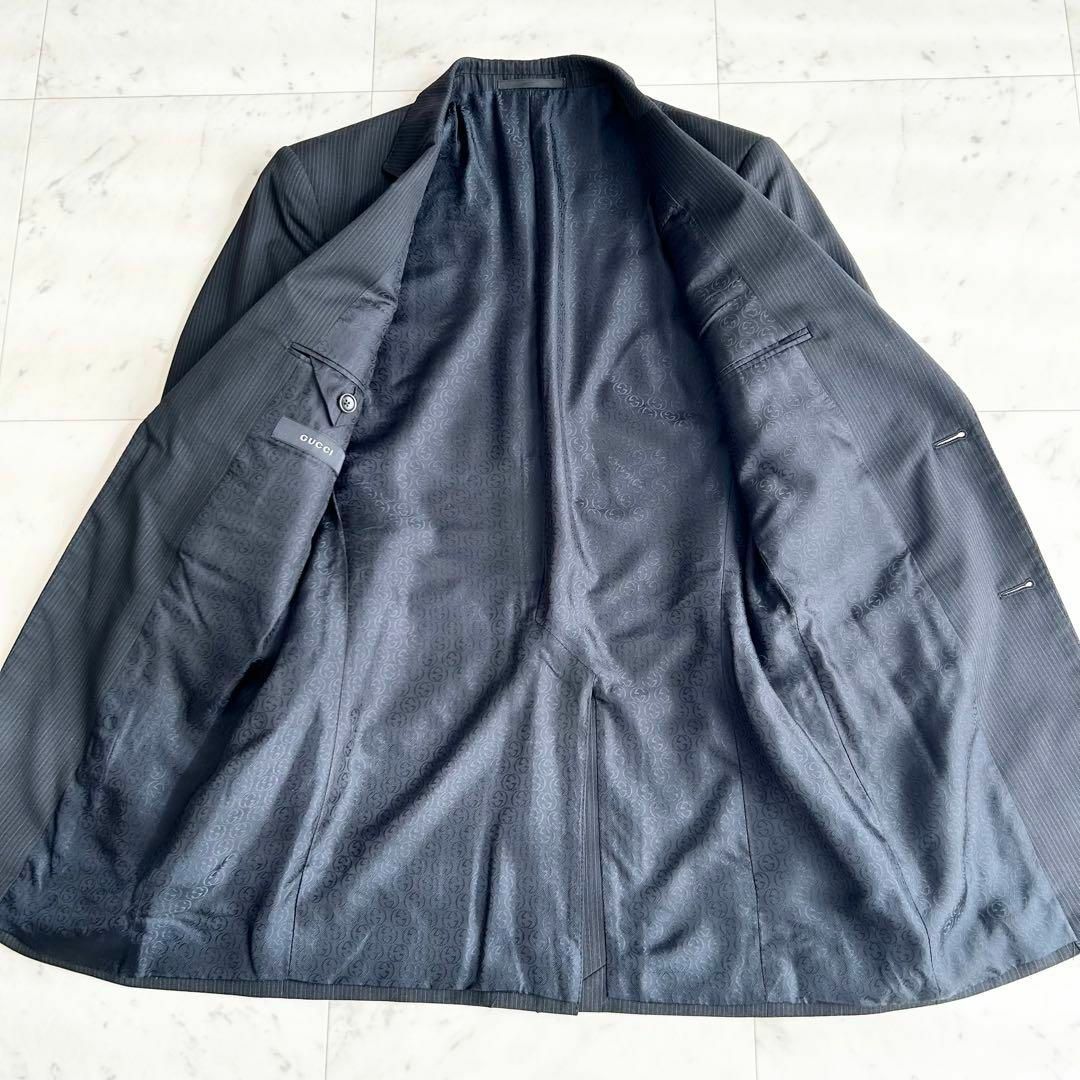 Gucci(グッチ)のGUCCI 裏地GGロゴ ピンストライプ テーラードジャケット 2B シングル メンズのジャケット/アウター(テーラードジャケット)の商品写真